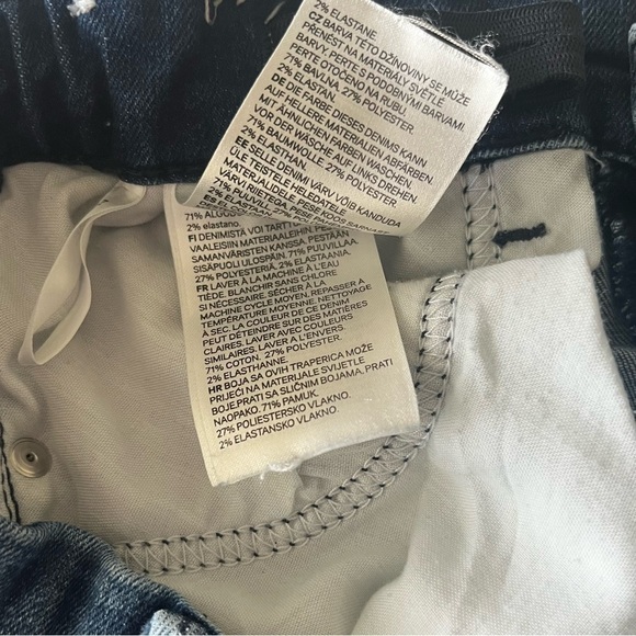 H & M super stretched distressed denim shorts blue pockets zipper snap Boys 7 - Picture 15 of 15